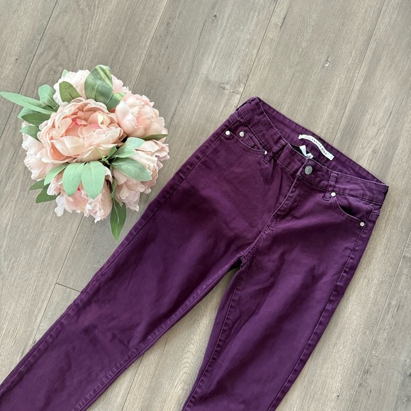 Celebrity Pink Plum Purple Mid Rise Skinny Jeans - Picture 2 of 6